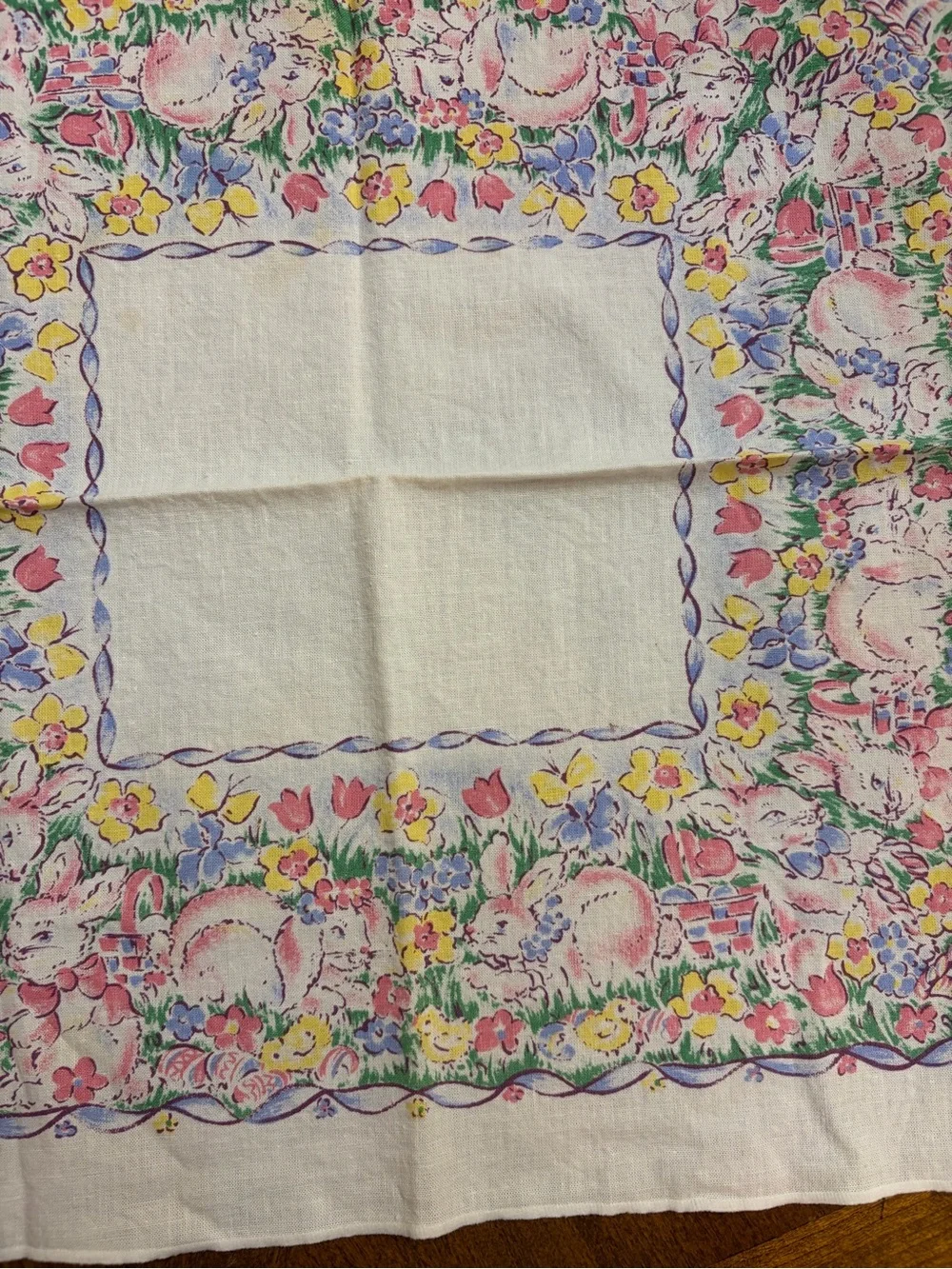 Spring Floral and Bunny Cotton Easter Napkins, Set of 8